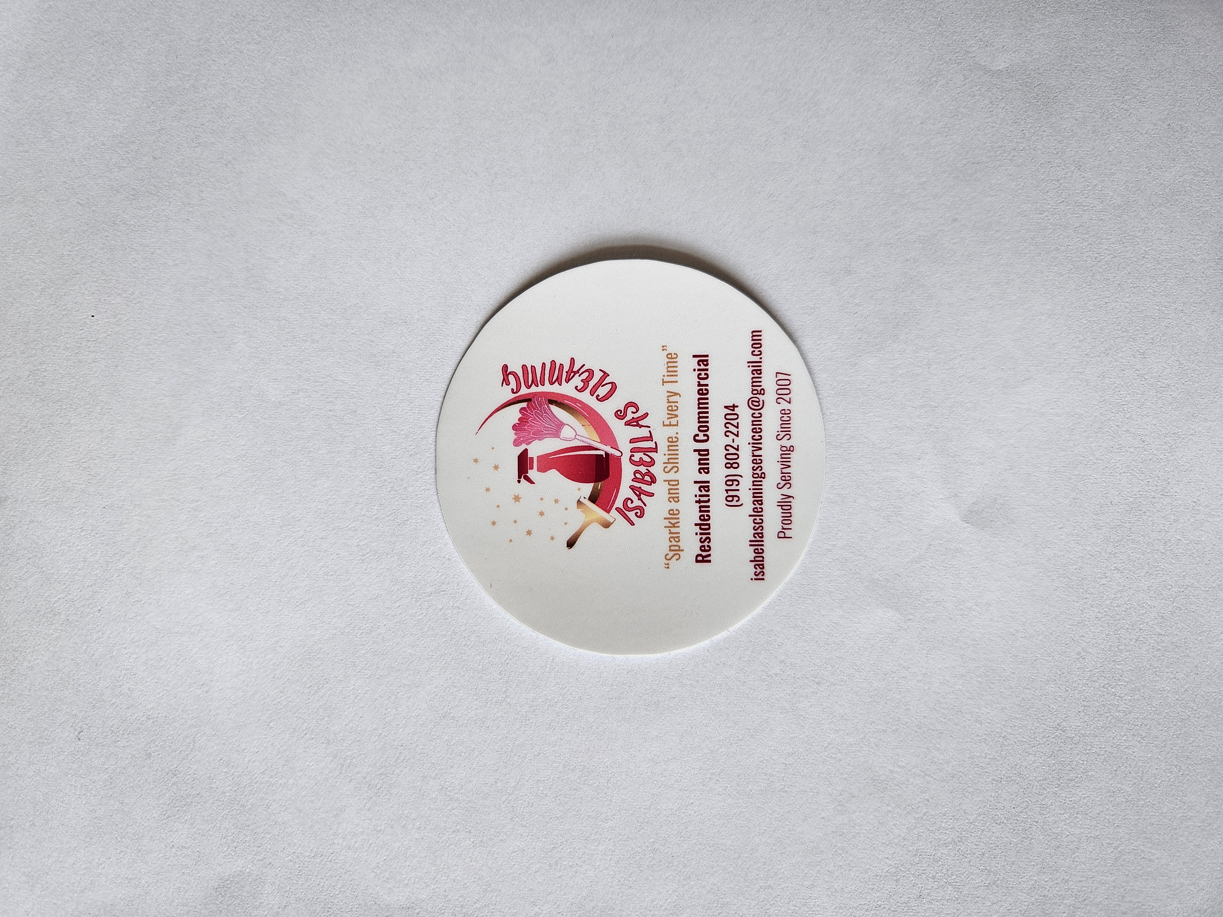 Custom sticker design for Isabellas Cleaning, a cleaning service.