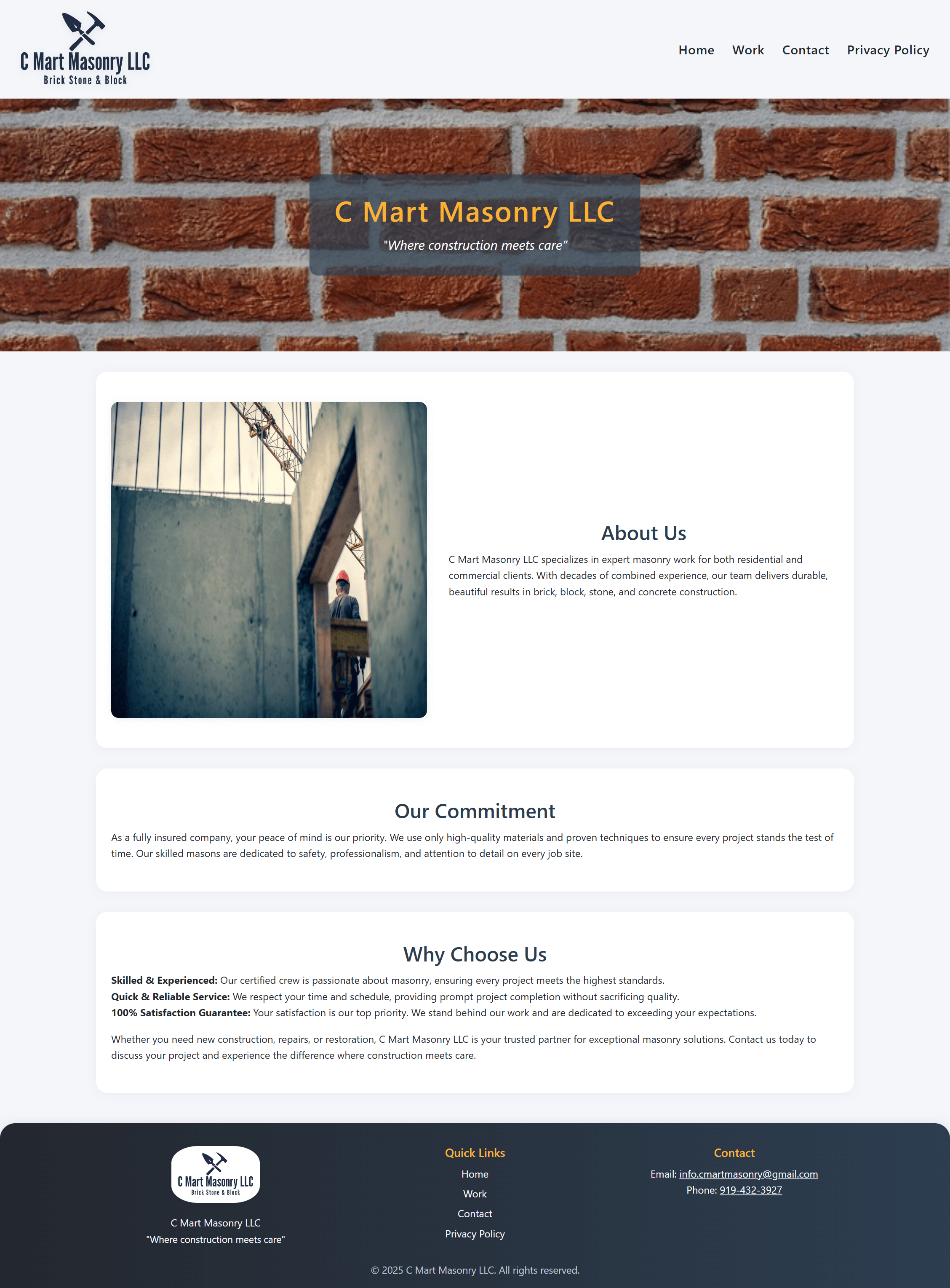 Website design for C Mart Masonry