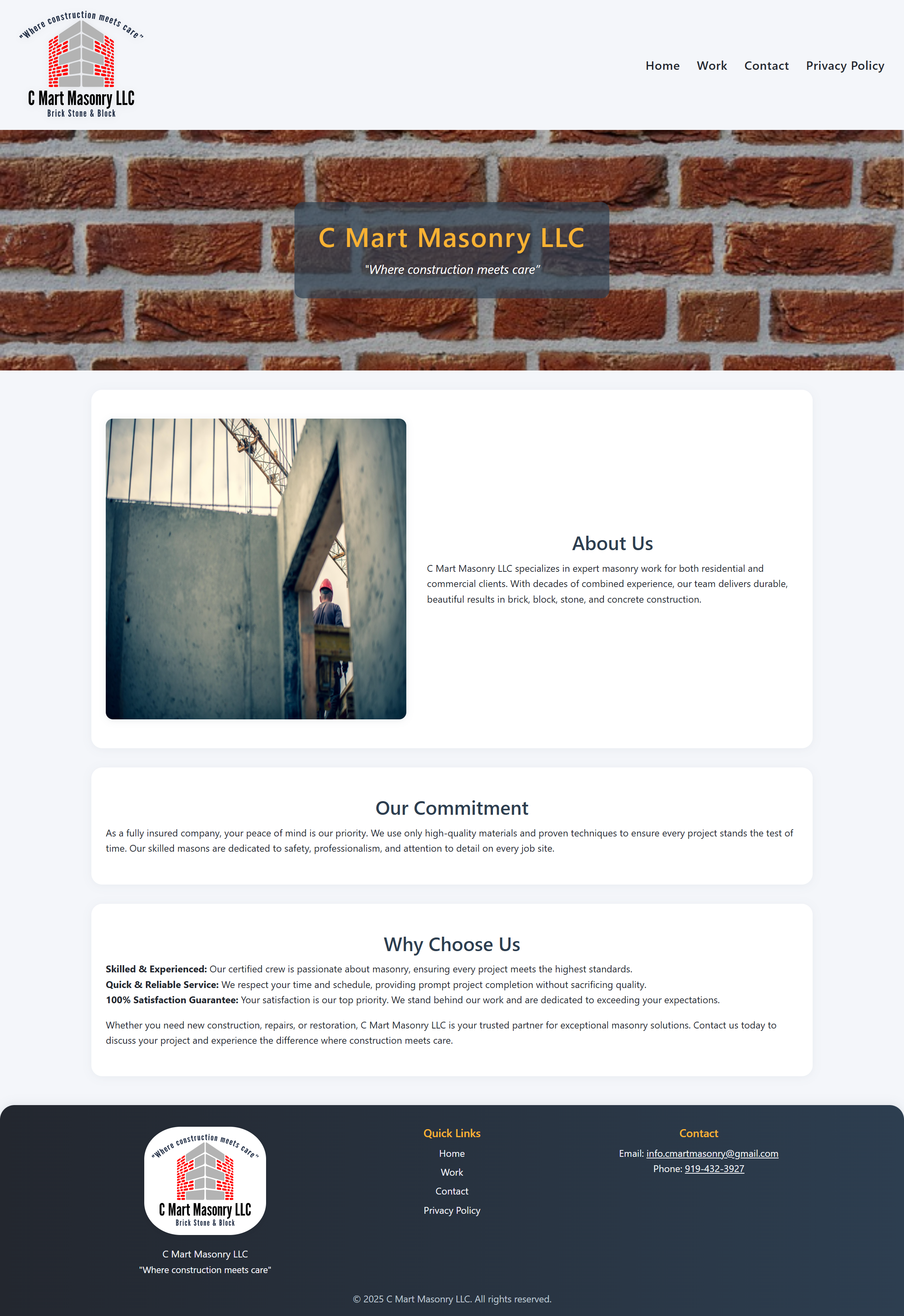 Website design for C Mart Masonry