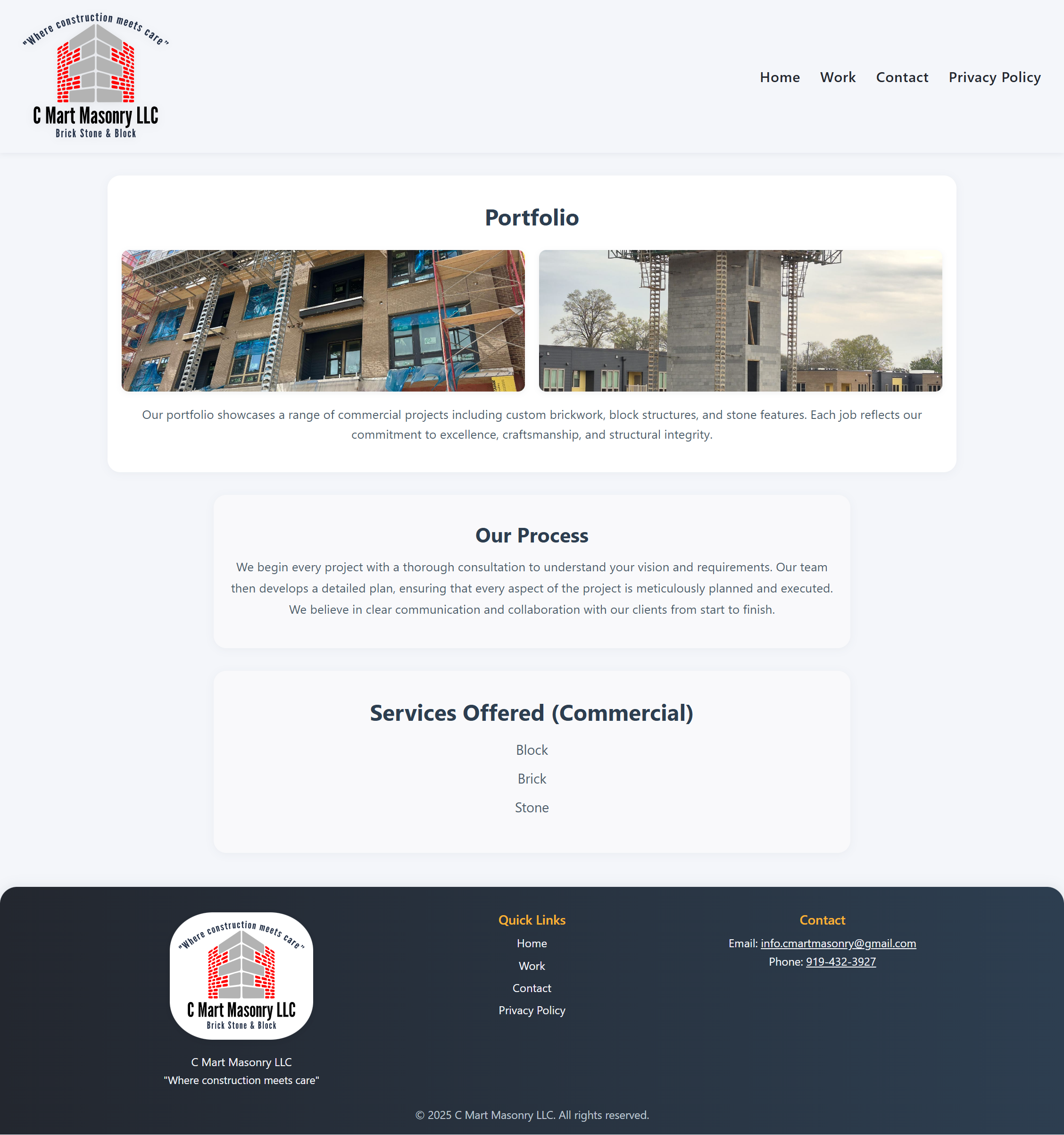Website design for C Mart Masonry